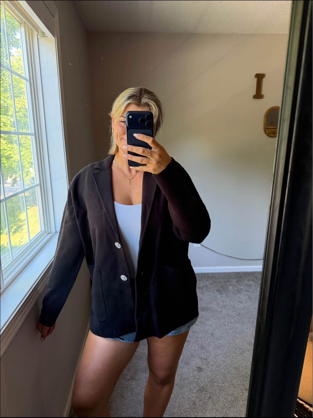 Ann Taylor Black Women's Two-Button Gem Blazer Jacket/Cardigan